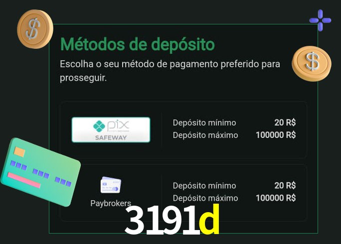 O cassino 3191d oferece uma grande variedade de métodos de pagamento
